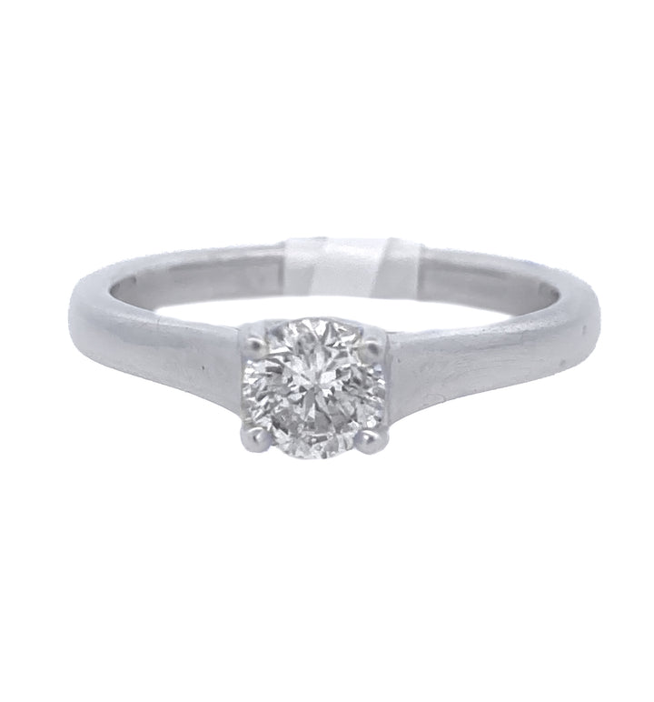 14K White Round Diamond 0.50Ct Solitaire Engagement Ring