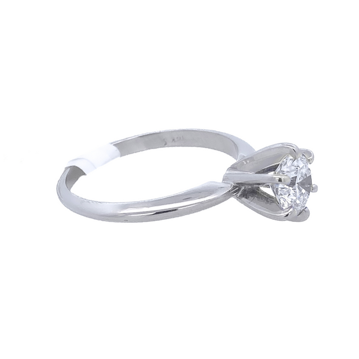 14K White Round Diamond 0.75Ct Solitaire Engagement Ring