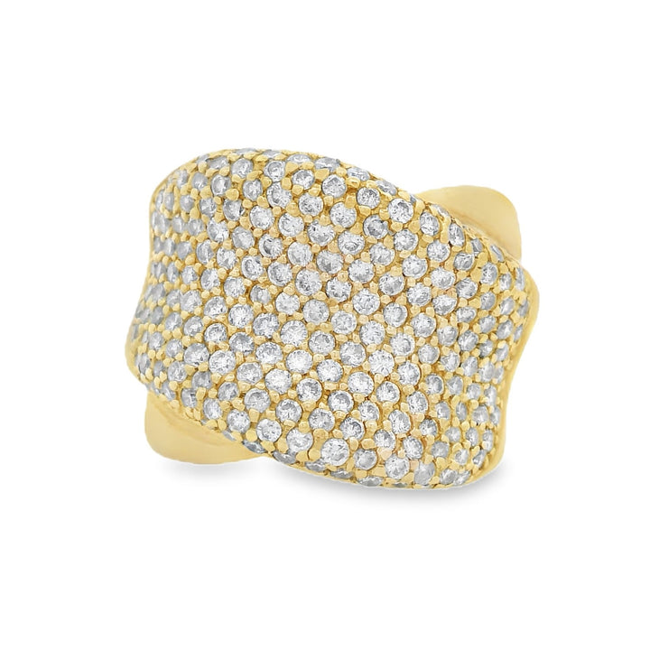 18K Yellow Gold 3ct Diamond Micro-Pave Fashion Ring