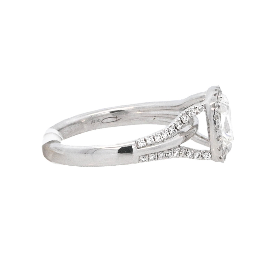 18K White Gold 0.64Ct Cushion Diamond Halo Ring
