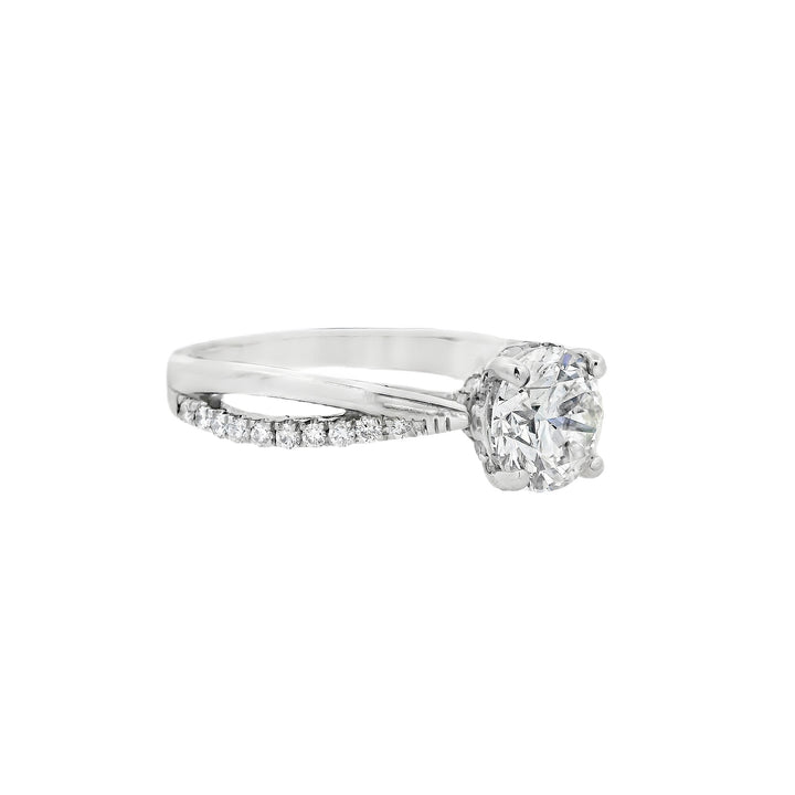 14K White Round Diamond 1.08Ct Solitaire Engagement Ring