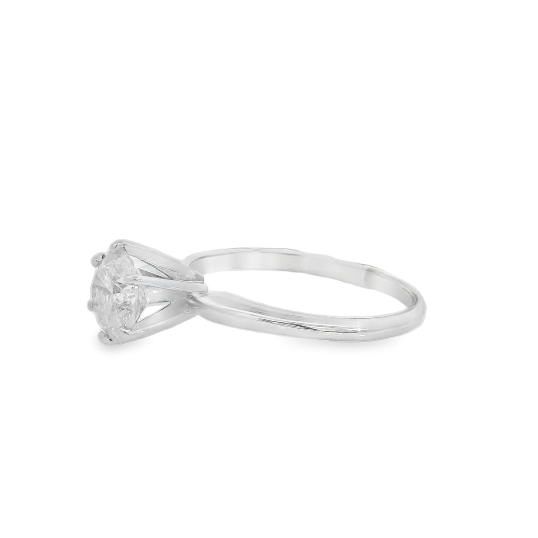 14K White Round Diamond 1.21Ct Solitaire Engagement Ring