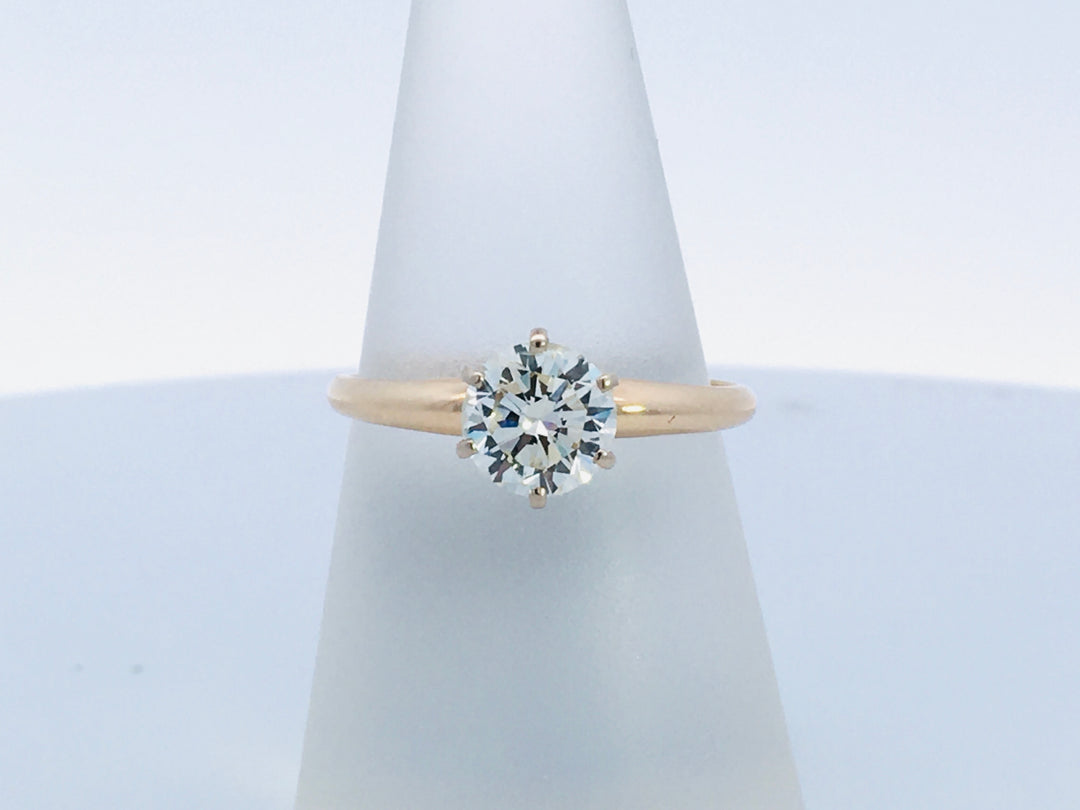 14K Yellow Round Diamond 1.00Ct Solitaire Engagement Ring