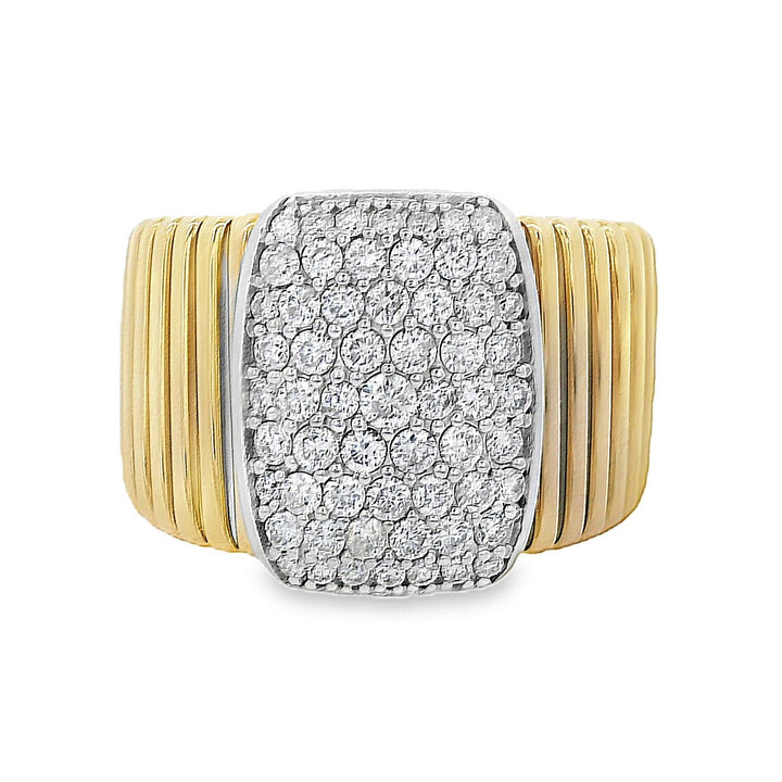 18K Yellow Gold 0.96ct Diamond Cluster Fashion Ring