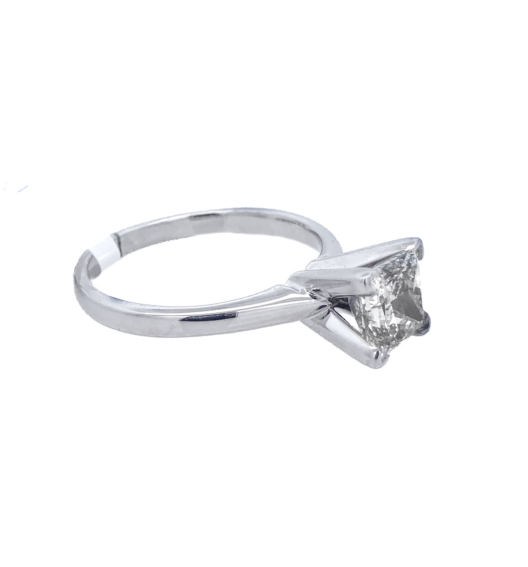 14K White Princess Diamond 1.07Ct Solitaire Engagement Ring