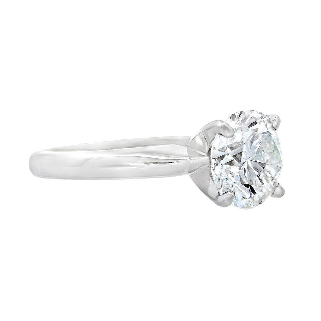 14K White Gold Round Diamond 2.35Ct Solitaire Engagement Ring