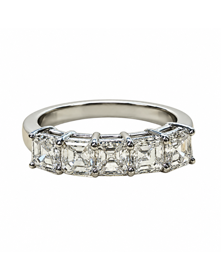 Platinum 5-Stone Asscher Diamond Wedding Band 2.50ctw
