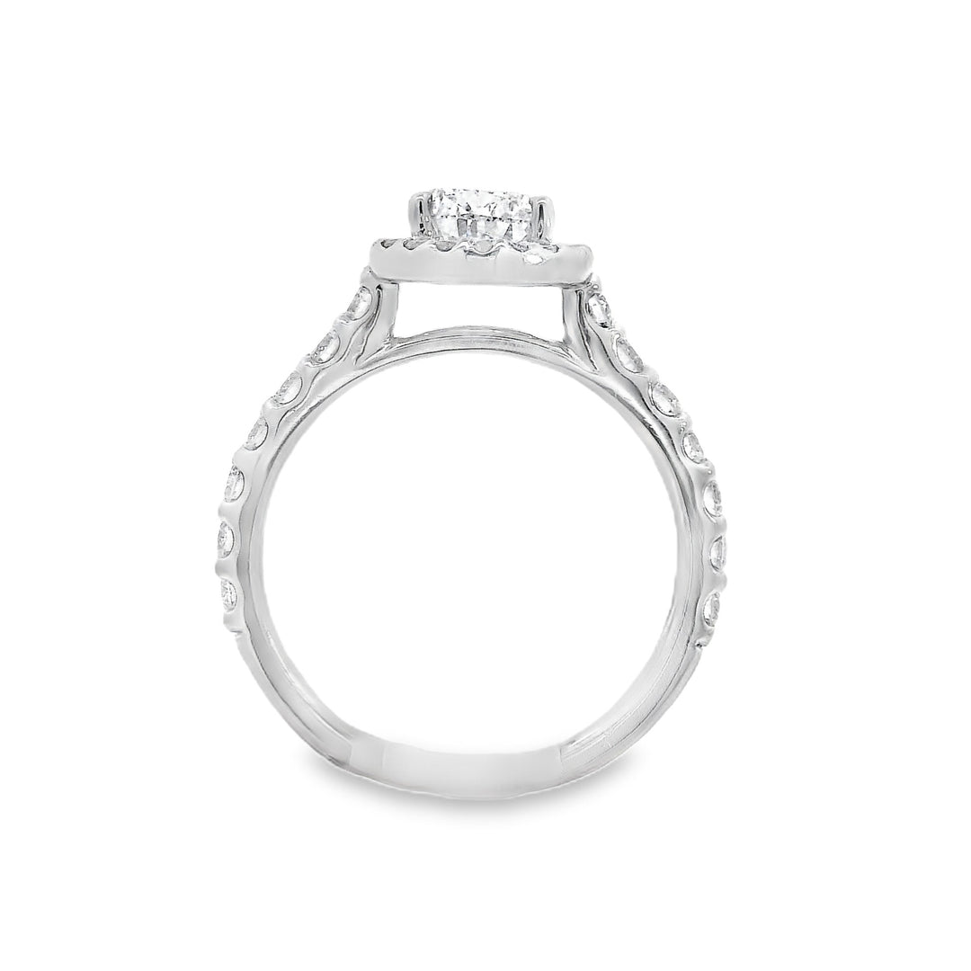 14K White Pear Diamond 1.17Ct Halo Engagement Ring