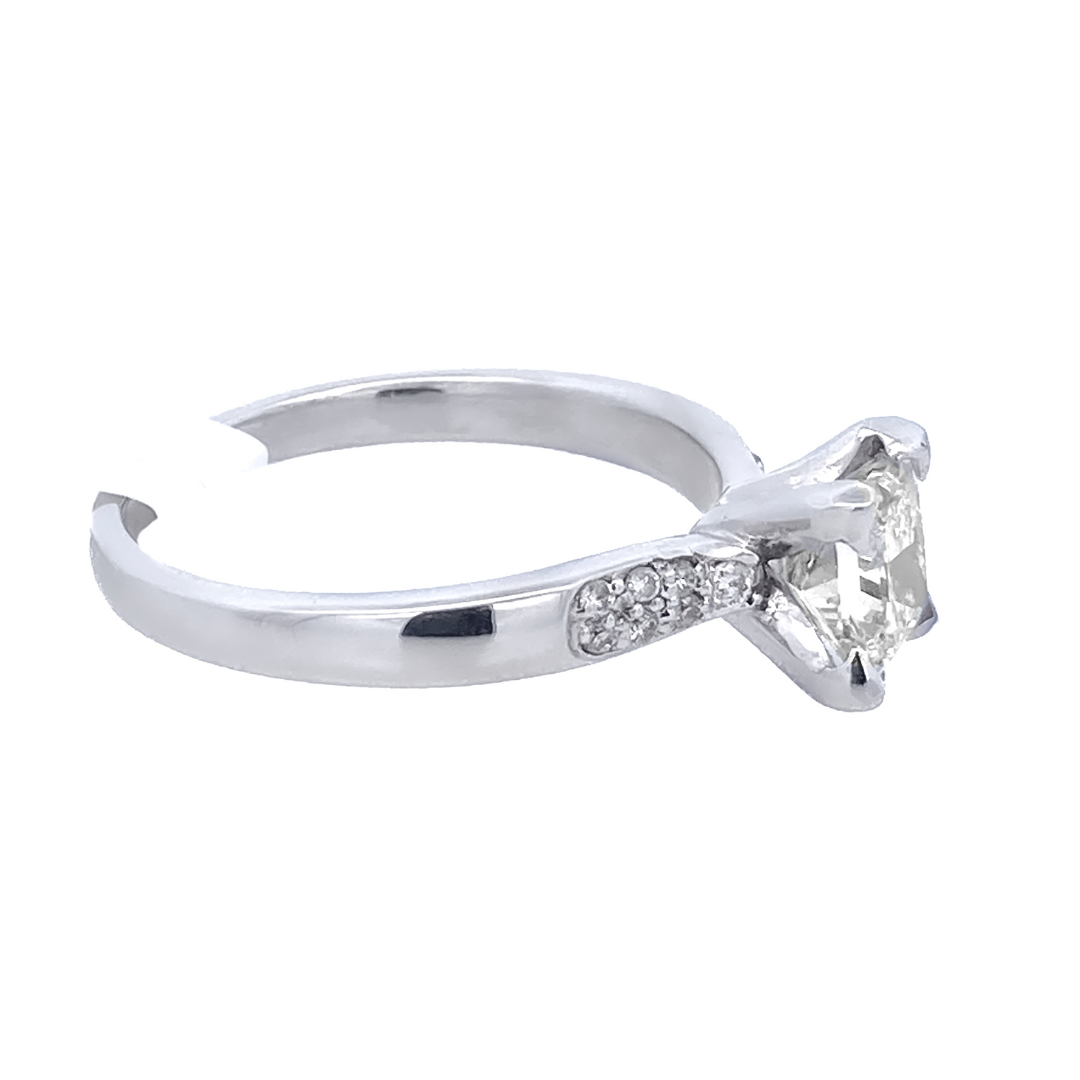 18K White Princess Diamond 1.08Ct Solitaire Engagement Ring