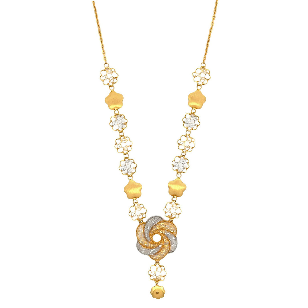 22K Yellow Gold Floral Pendant Necklace (16)