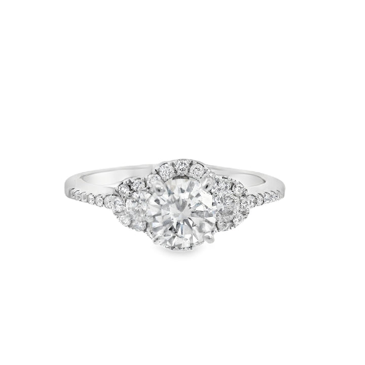 14K White Round Diamond 0.56Ct 3 Stone Engagement Ring