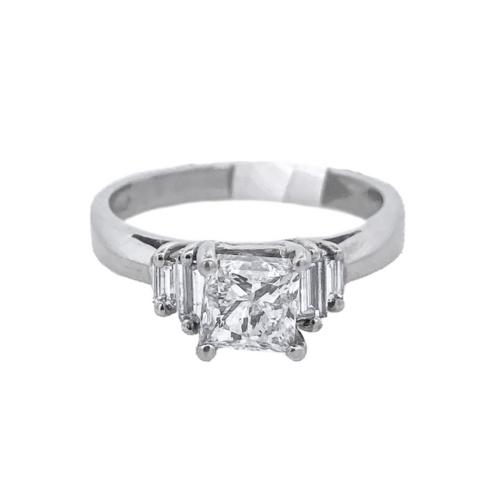 14K White Princess Diamond 1.00Ct Solitaire Engagement Ring