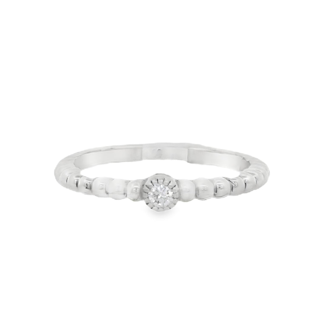 14K White Diamond Stackable Women's Wedding Band