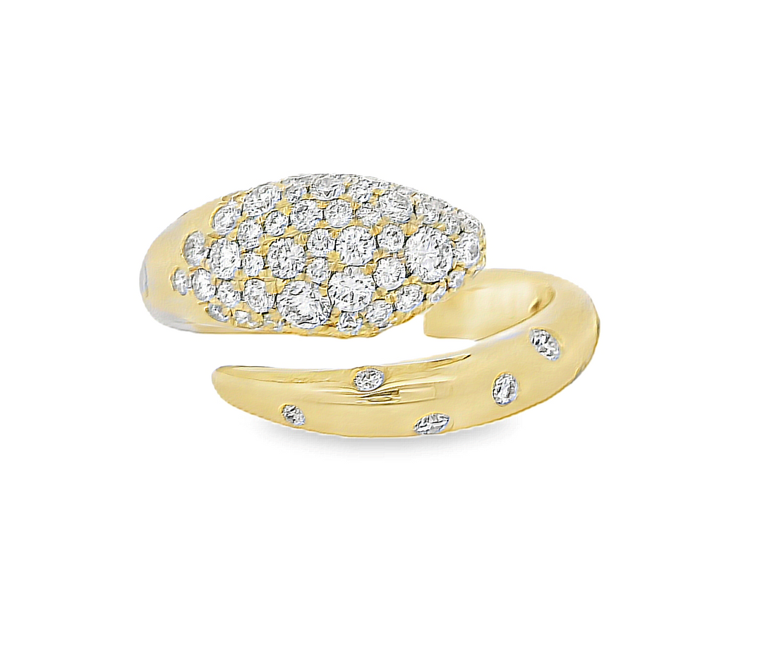 18K Yellow Gold 0.91ct Diamond Snake Coil Fashion Ring