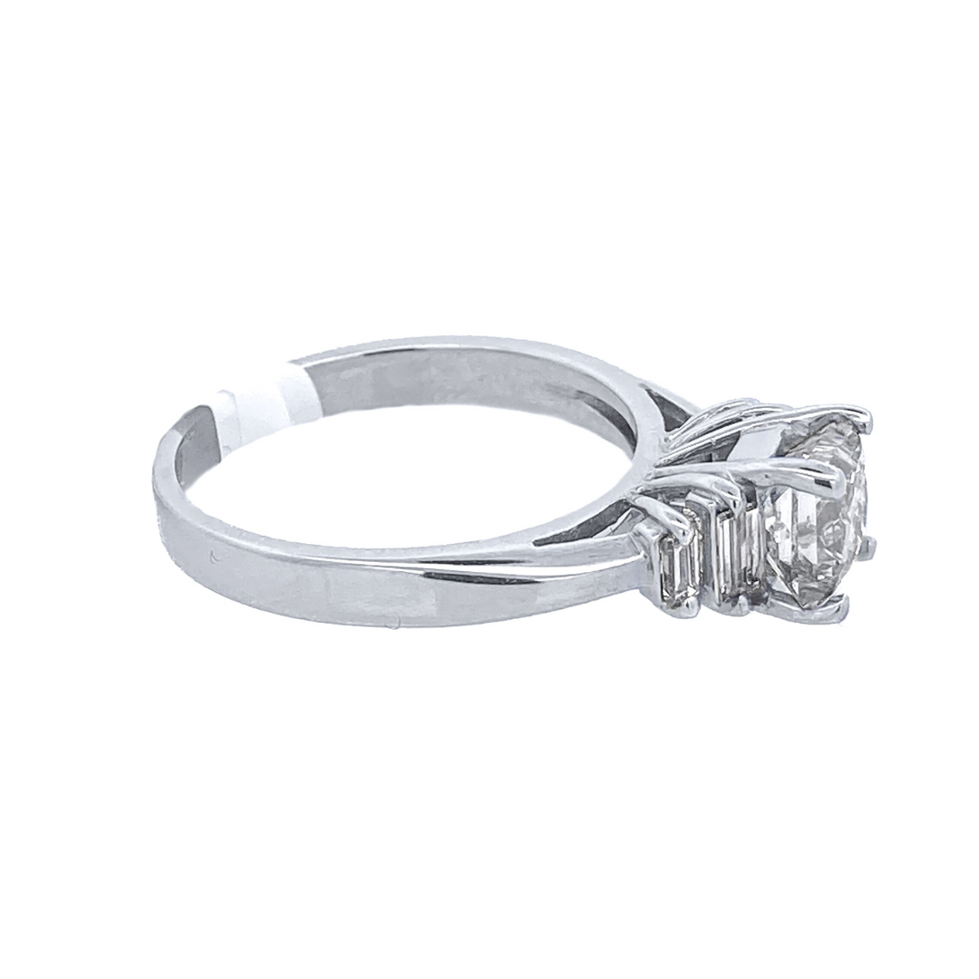 14K White Princess Diamond 1.00Ct Solitaire Engagement Ring