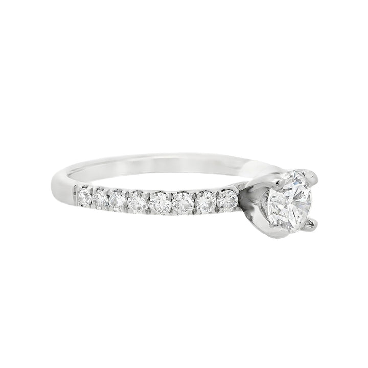 14K White Gold Round Diamond 0.63Ct Solitaire Engagement Ring