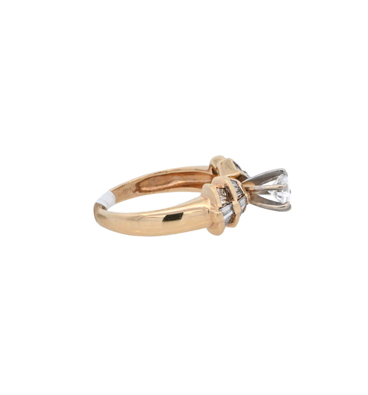 14K Yellow Gold 1ct Round Diamond Contemporary Engagement Ring