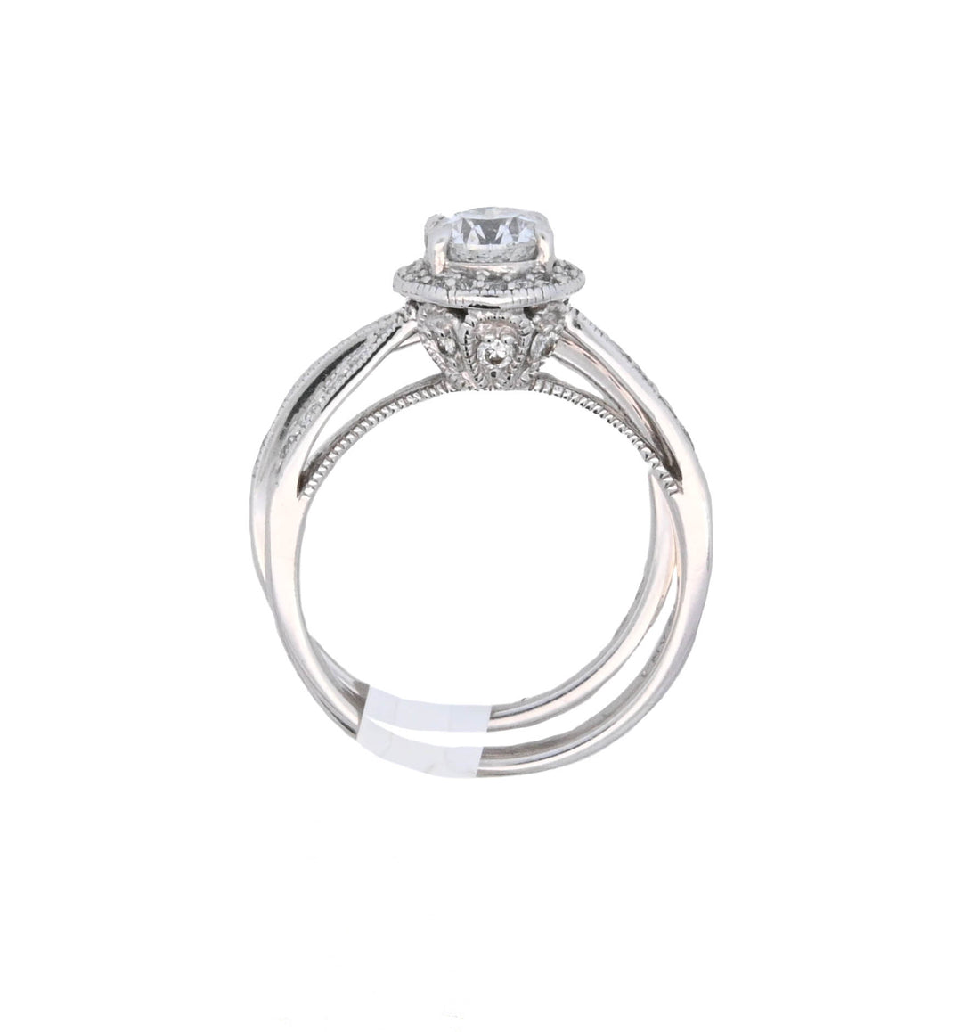 14K White Round Diamond 0.71Ct Halo Engagement Ring