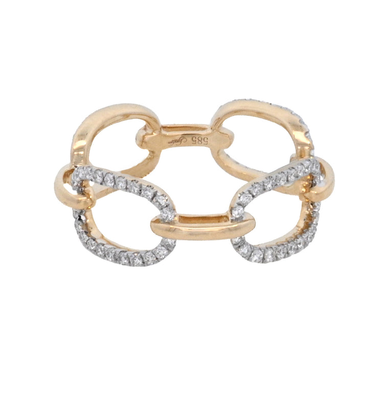 14K Yellow Gold 0.33ct Diamond Chain Link Fashion Ring