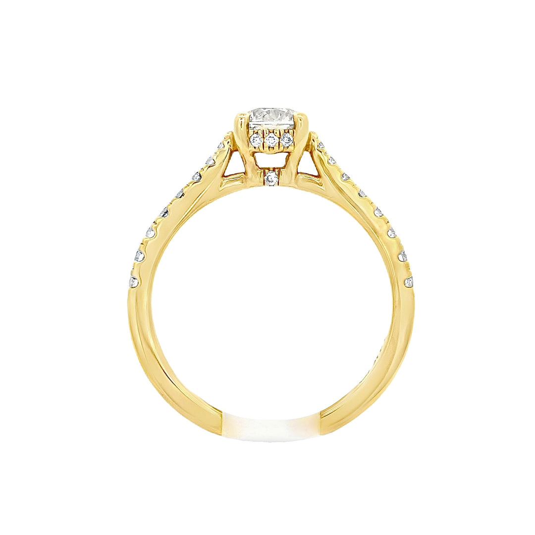 14K Yellow Round Diamond 0.60Ct Solitaire Engagement Ring