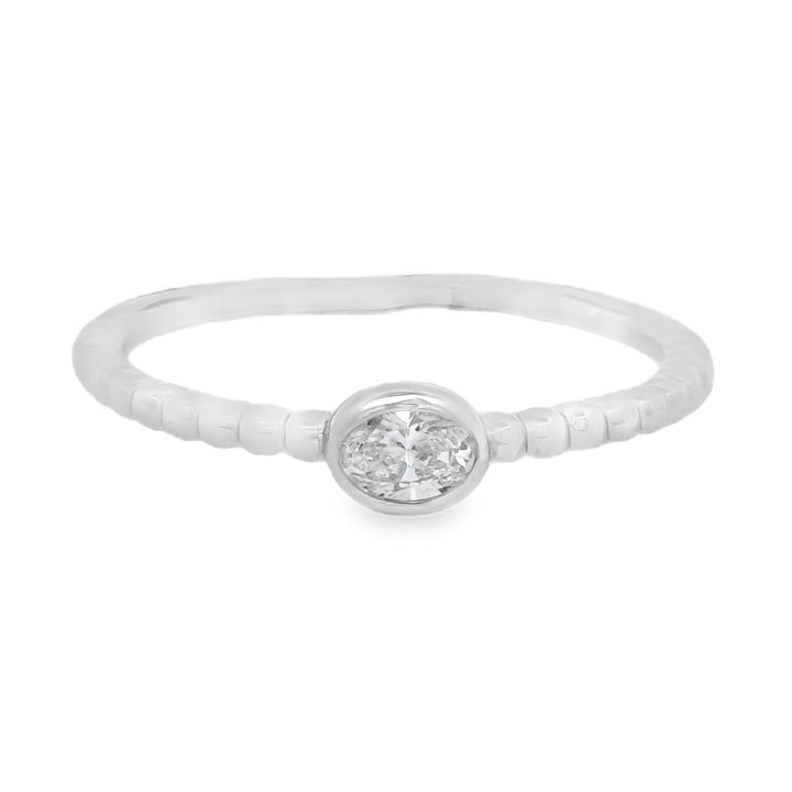 18K White Gold 0.10ct Oval Diamond Stackable Ring