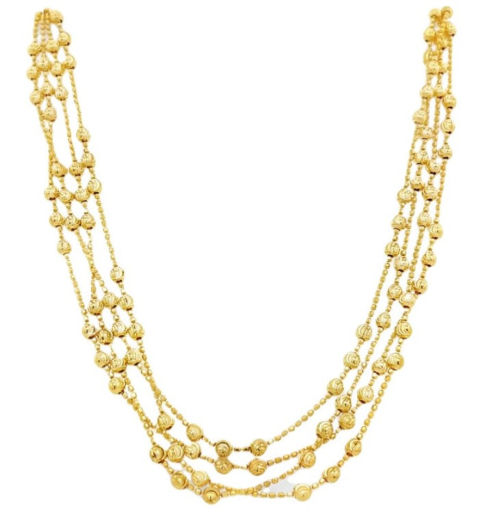 22K Yellow Gold Layered Bead Luxury Necklace 15