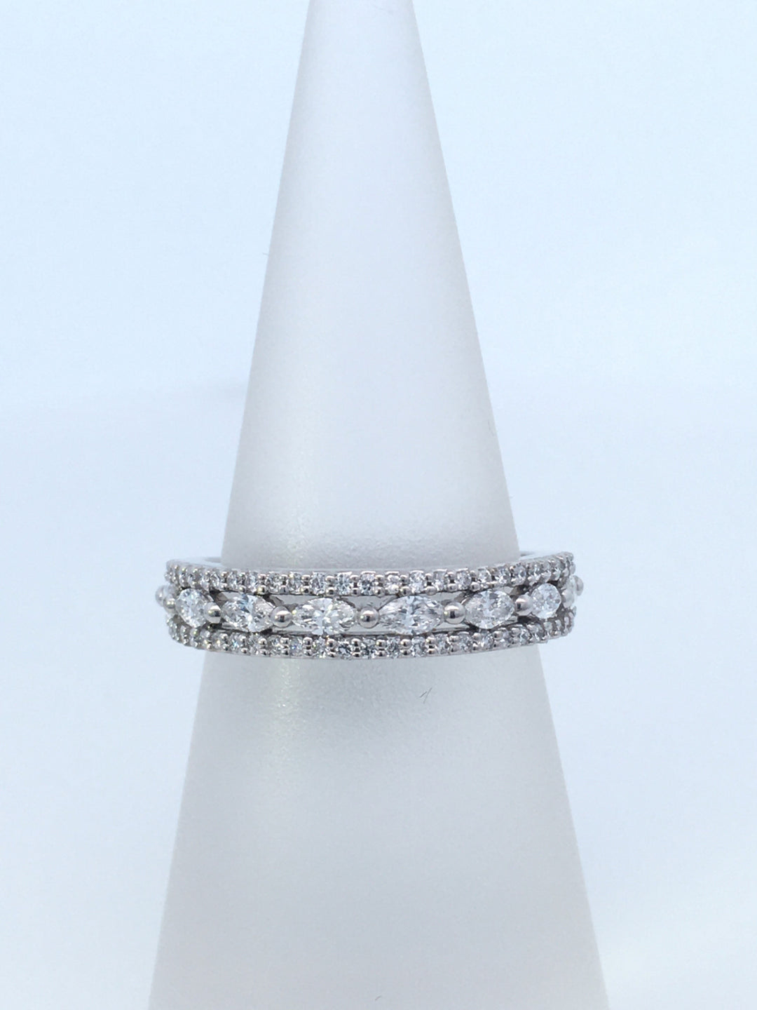 14K White Gold 0.62ct Diamond Half Anniversary Women's Wedding Band