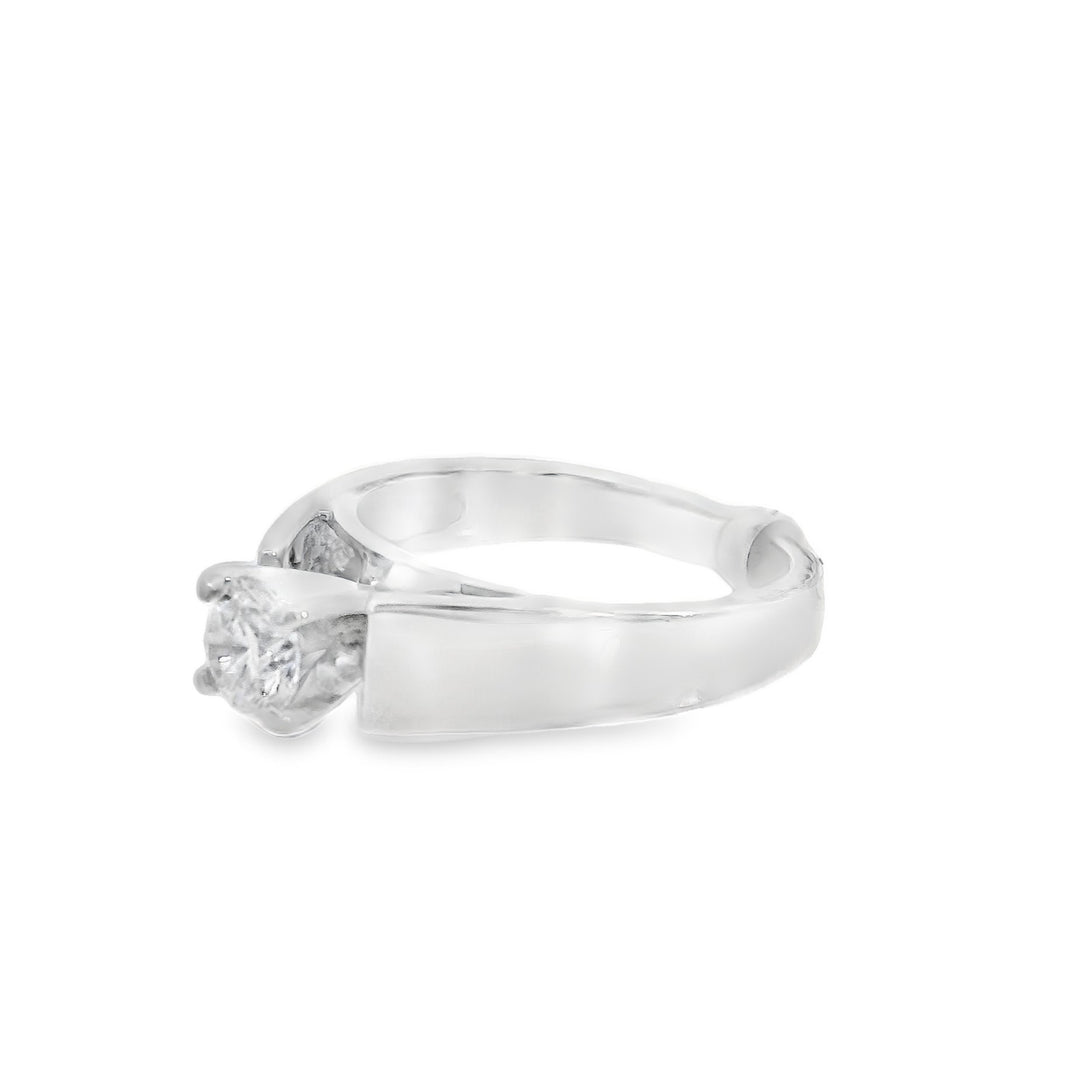 14K White Round Diamond 0.45Ct Solitaire Engagement Ring