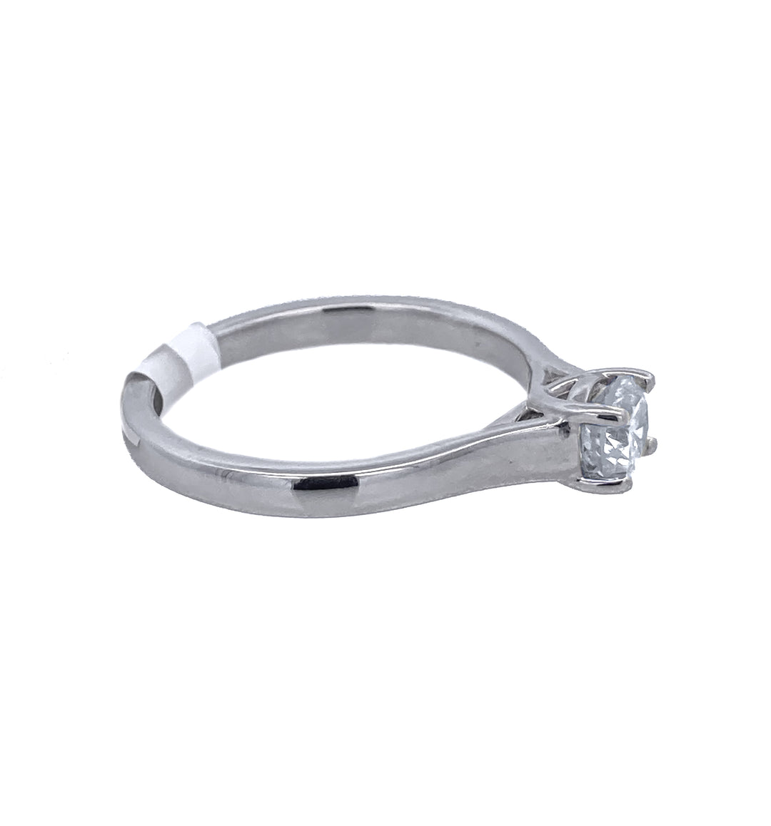 14K White Round Diamond 0.50Ct Solitaire Engagement Ring