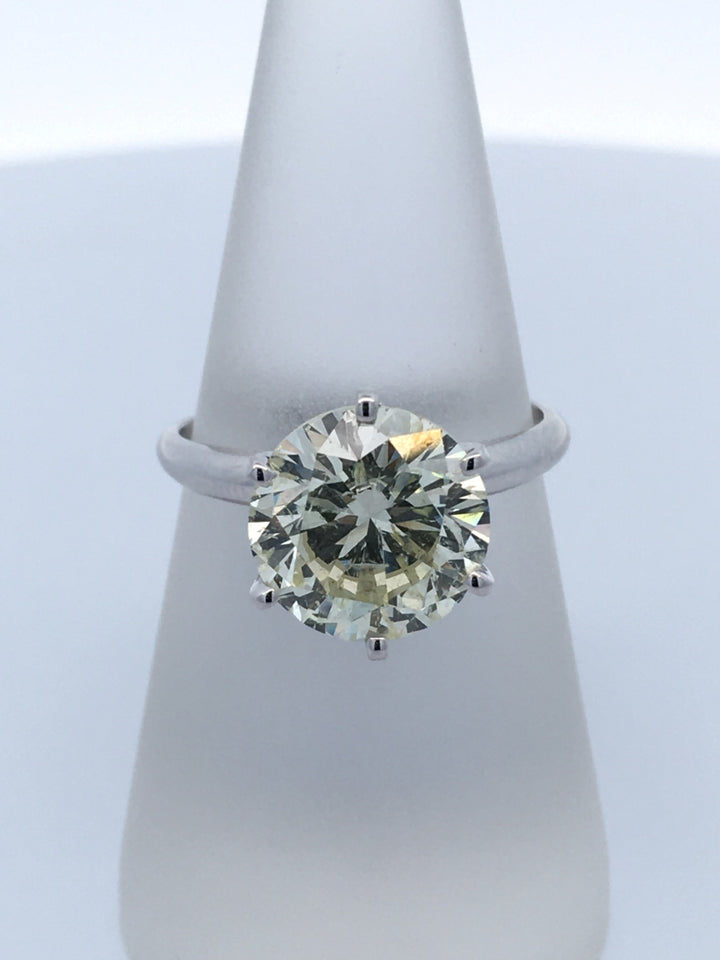 14K White Round Diamond 4.00Ct Solitaire Engagement Ring