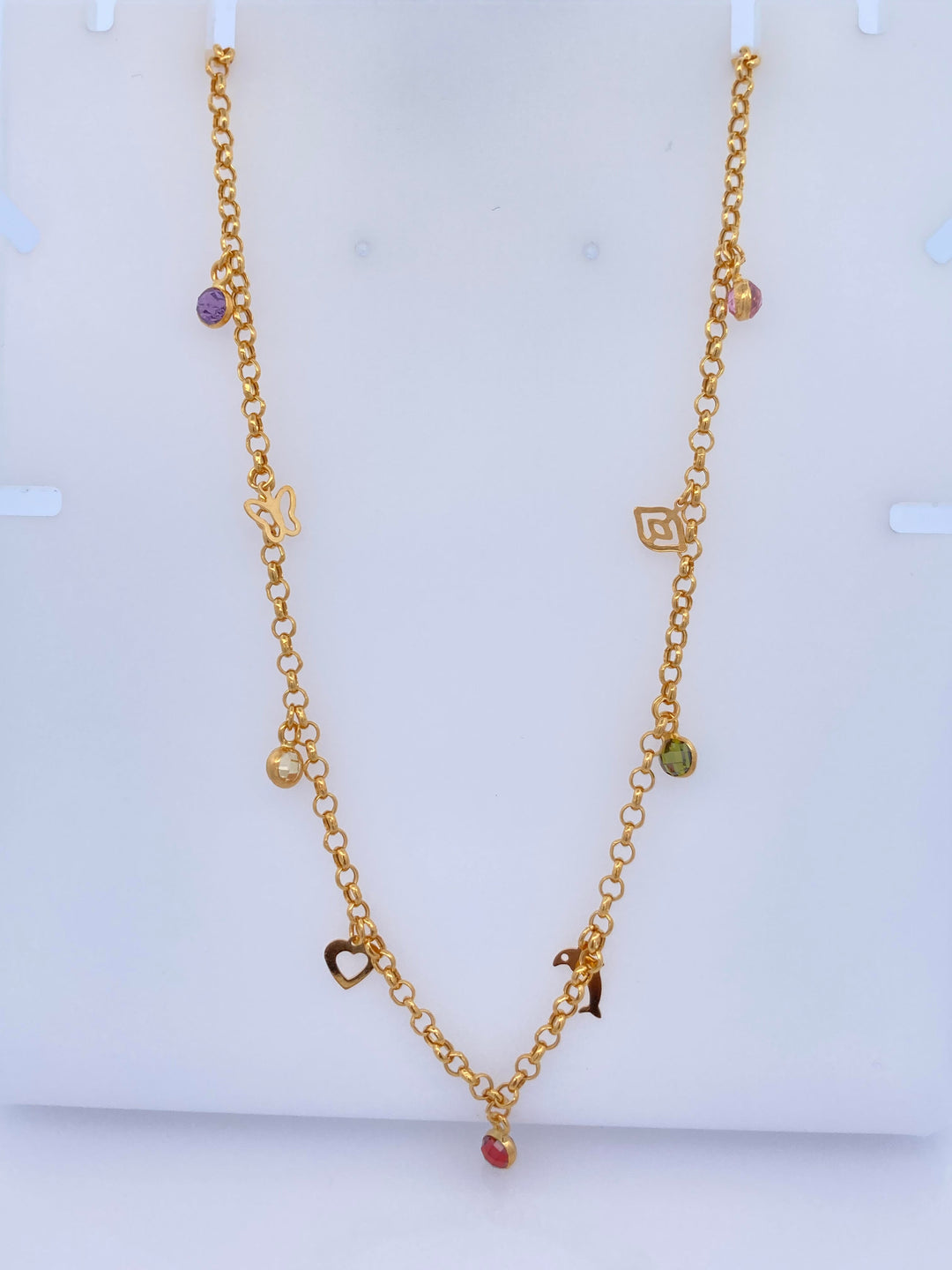 22K Yellow Gold Charm Bracelet with Spring Clasp