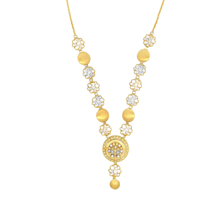22K Yellow Gold Flower Motif Women's Necklace