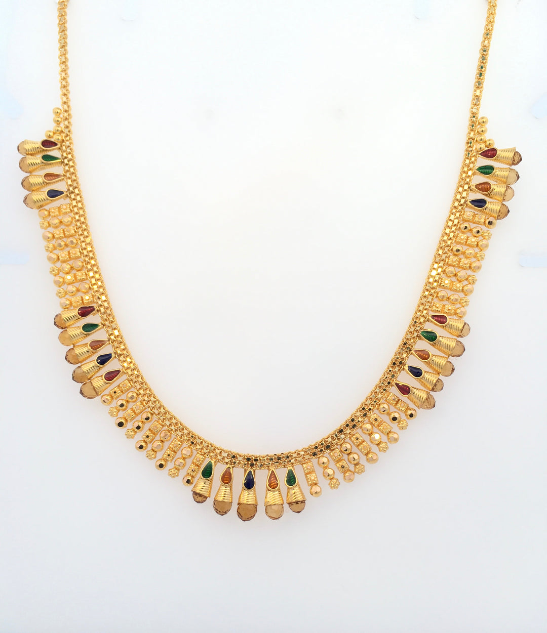 22K Yellow Gold Multi-Color Statement Necklace