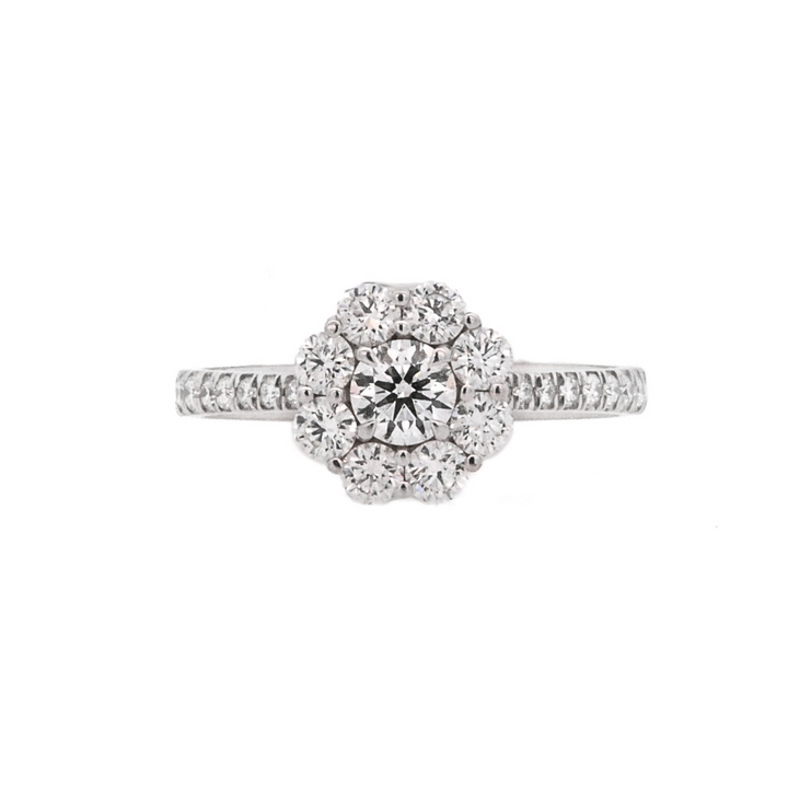 18K White Round Diamond 0.25Ct Halo Engagement Ring