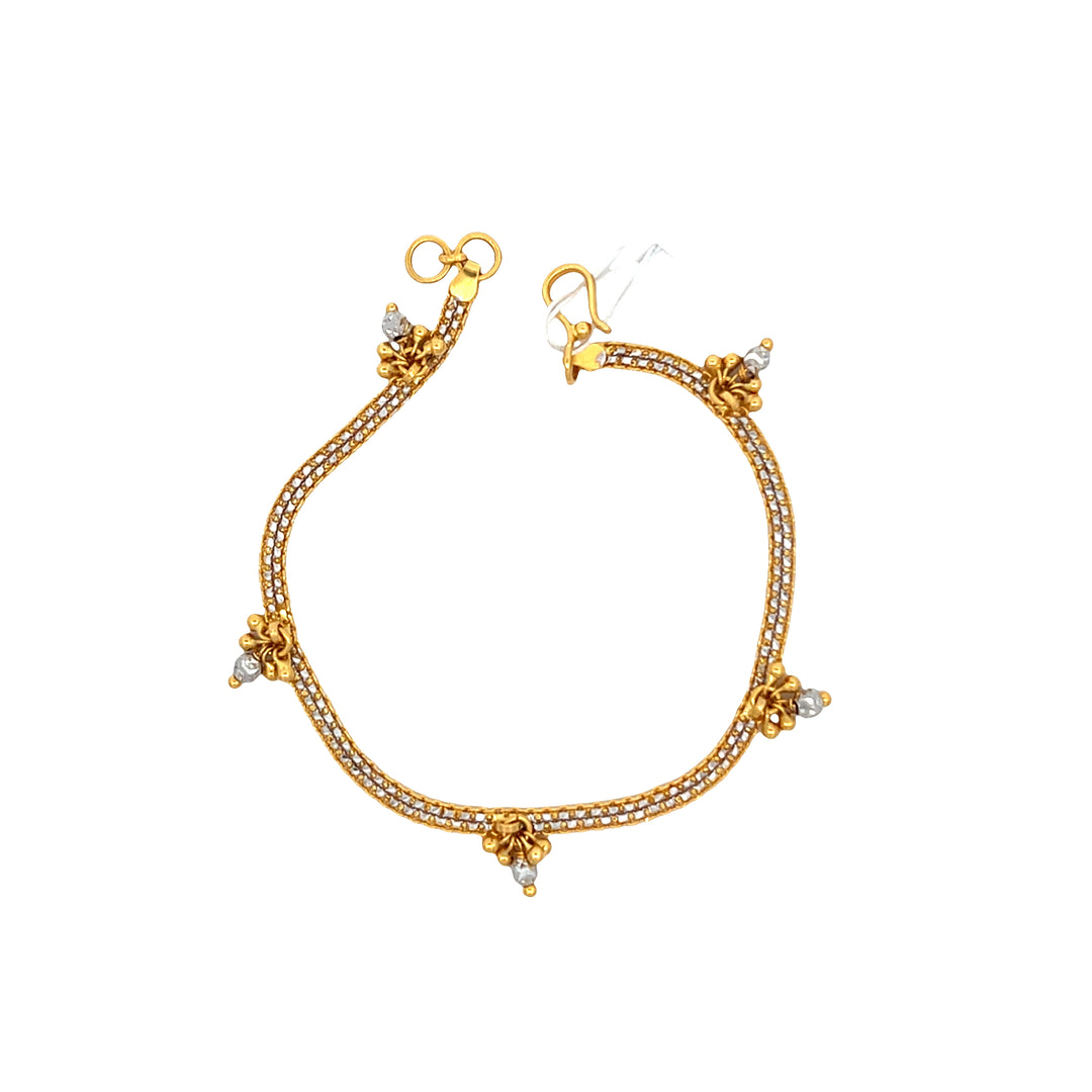 22K Yellow Gold Decorative Beaded Bracelet Artisan Crafted