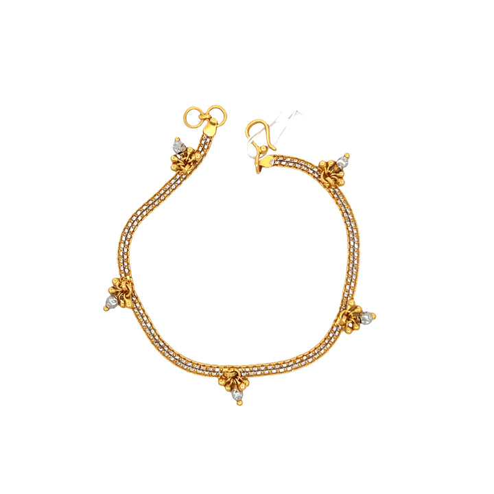 22K Yellow Gold Decorative Beaded Bracelet Artisan Crafted