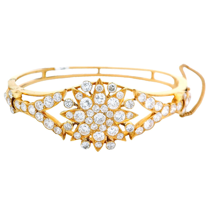 22K Yellow Gold Brilliant Diamond Bangle Bracelet
