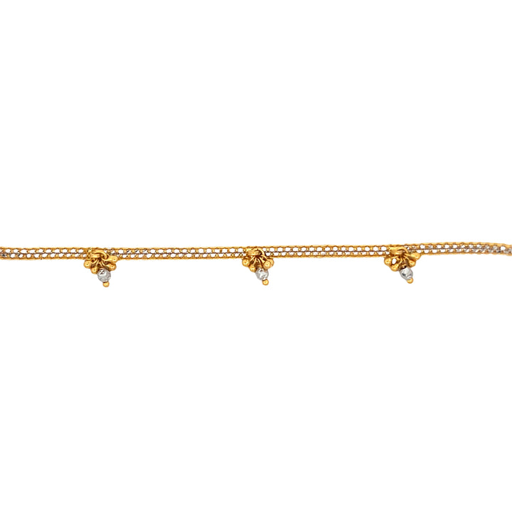 22K Yellow Gold Decorative Beaded Bracelet Artisan Crafted
