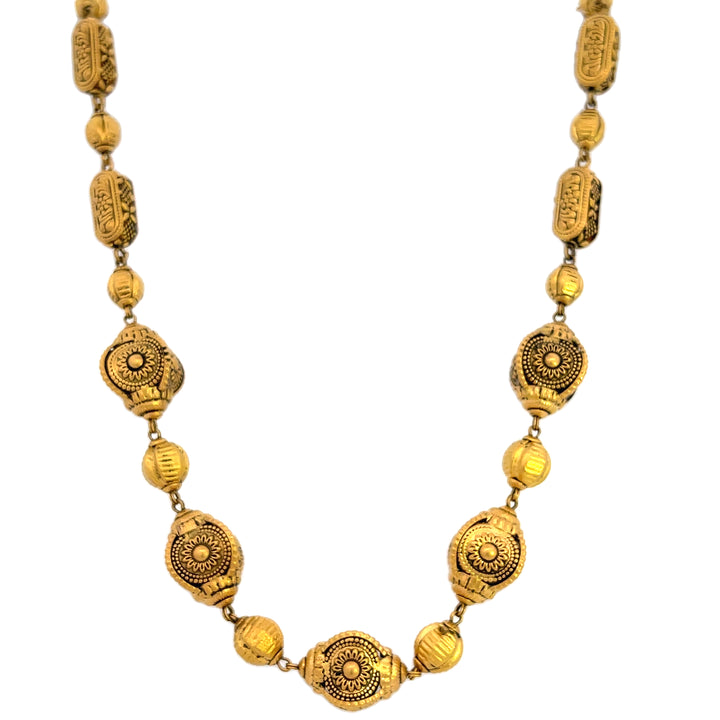 22K Yellow Gold Indian Decorative Bead Necklace 24