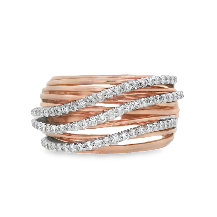 14K Rose Gold 0.72ct Multi-Strand Diamond Fashion Ring