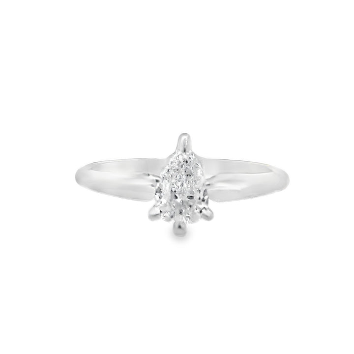 14K White Pear Diamond 0.55Ct Solitaire Engagement Ring