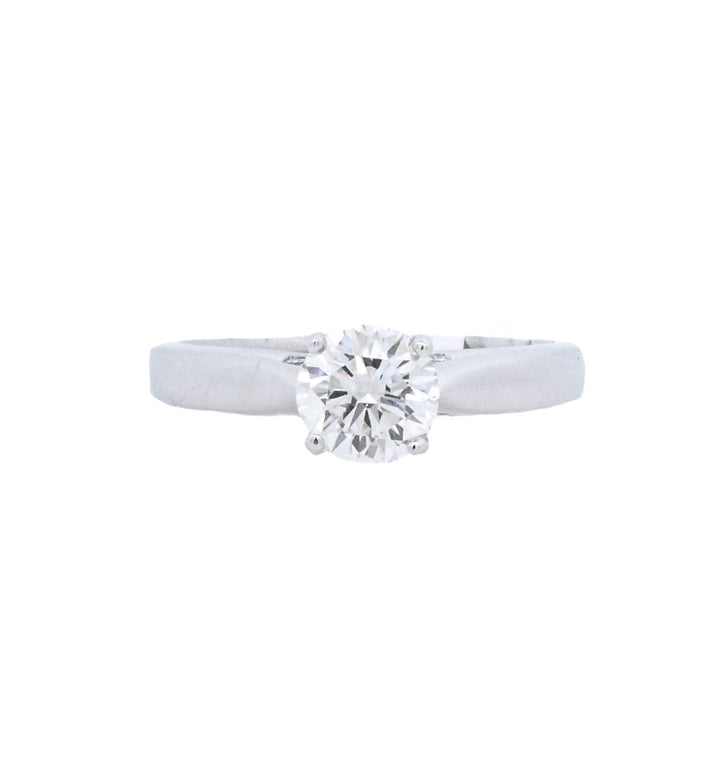 18K White Round Diamond 1.02Ct Solitaire Engagement Ring