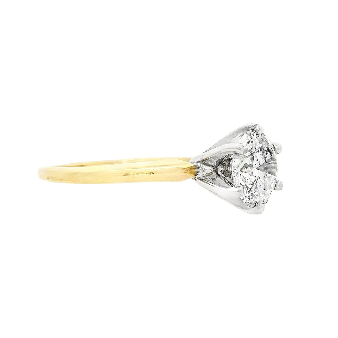 14K Yellow Gold Round Diamond 1.23Ct Solitaire Engagement Ring