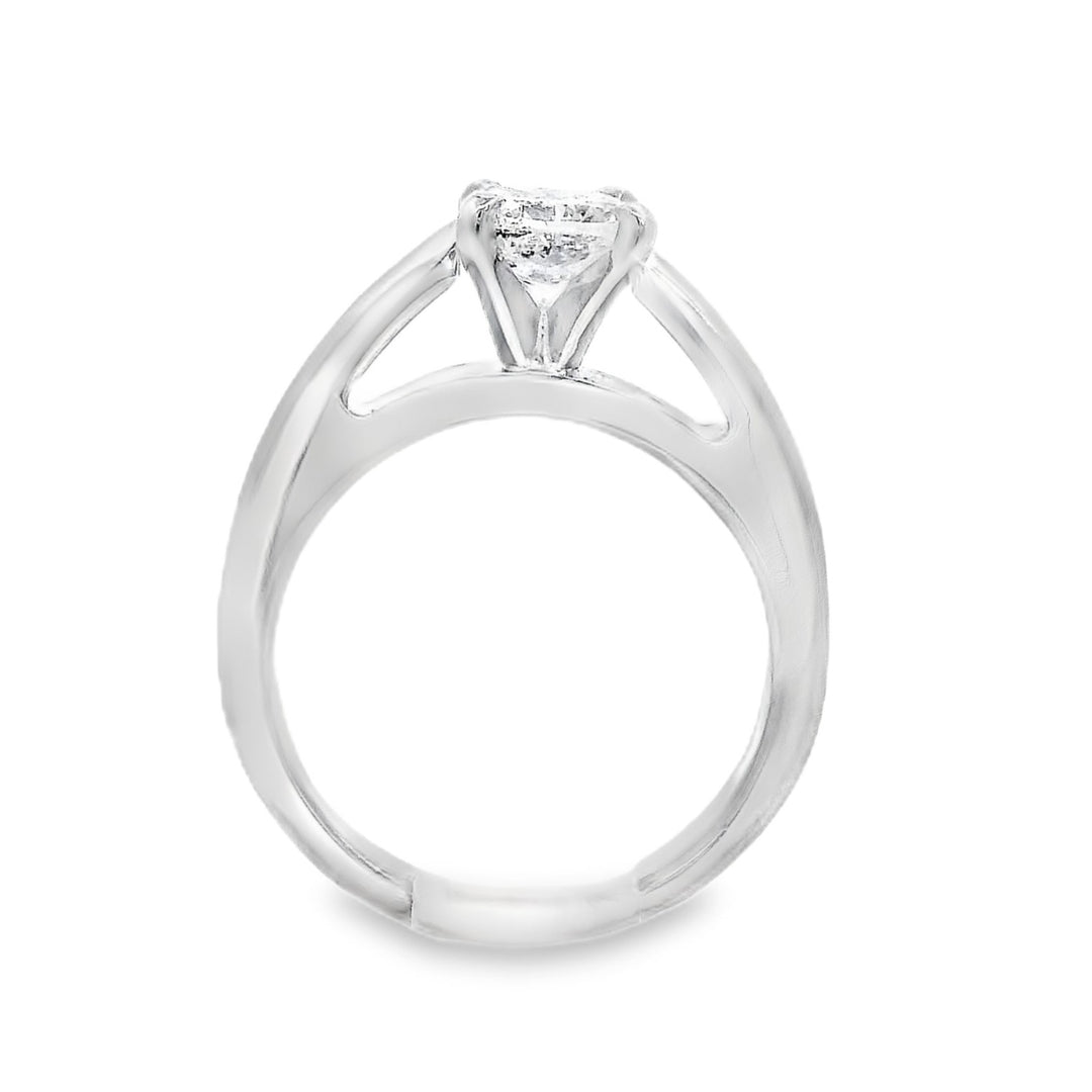 14K White Cushion Diamond 1.00Ct Solitaire Engagement Ring