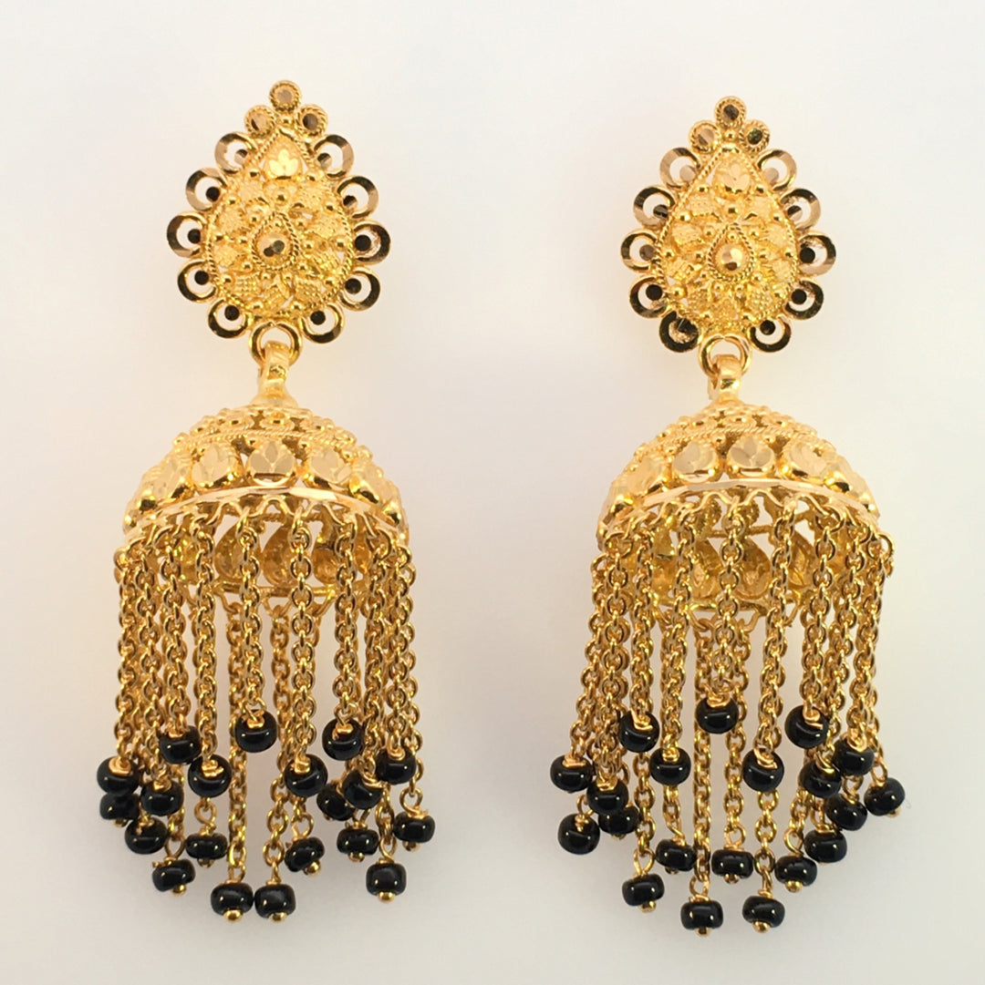 22K Yellow Gold Elegant Dangling Chandelier Earrings
