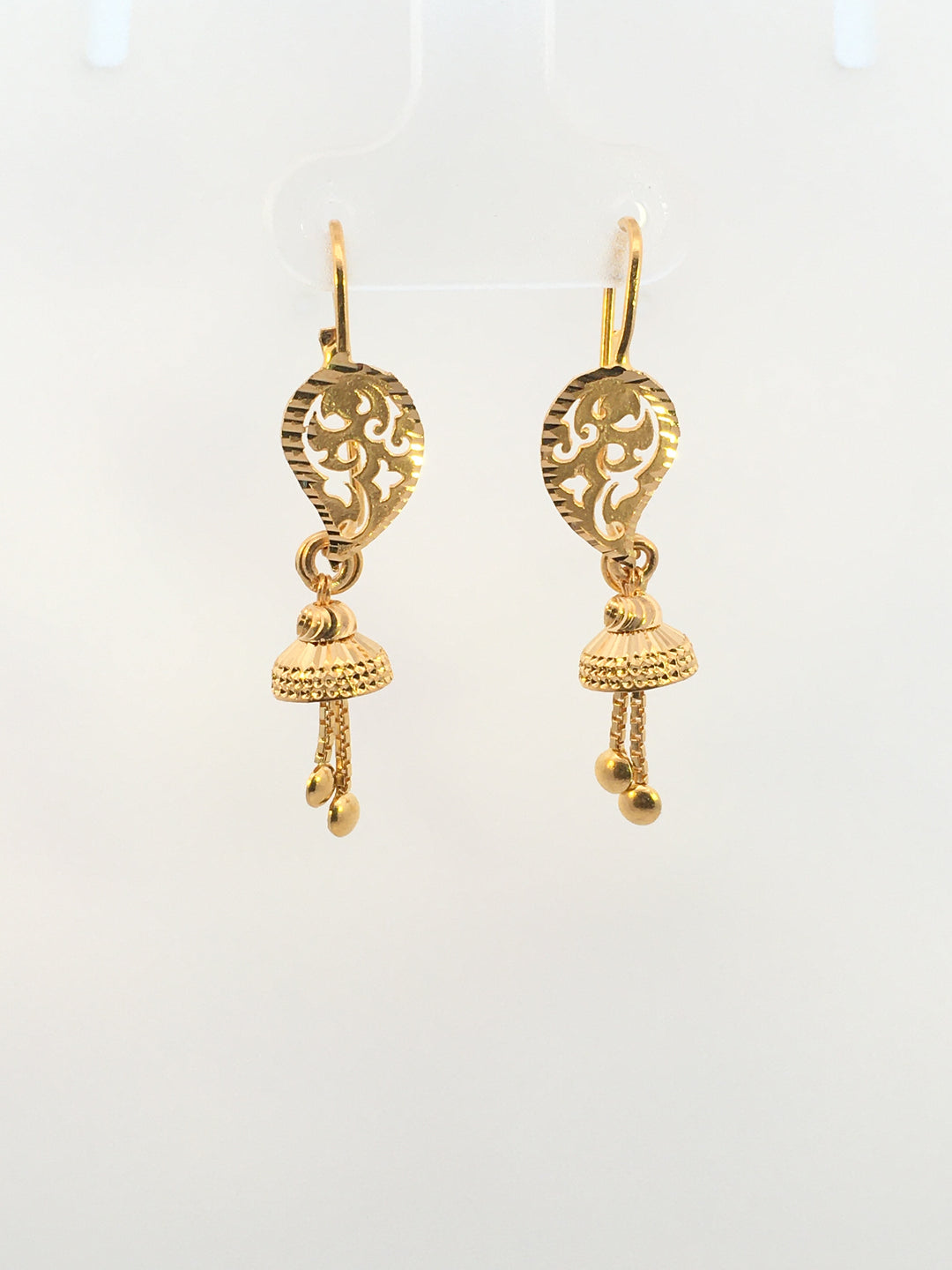 22K Yellow Gold Elegant Dangling Ladies Earrings