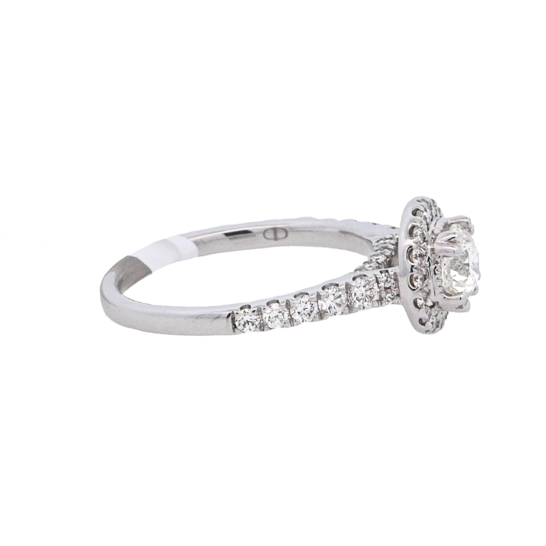 14K White Gold 1.25Ct Round Diamond Halo Engagement Ring