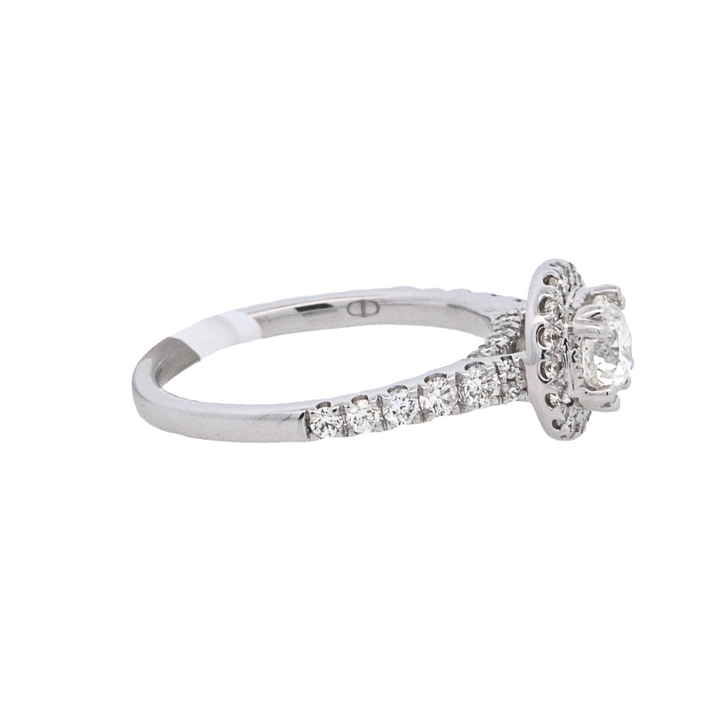 14K White Gold 1.25Ct Round Diamond Halo Engagement Ring