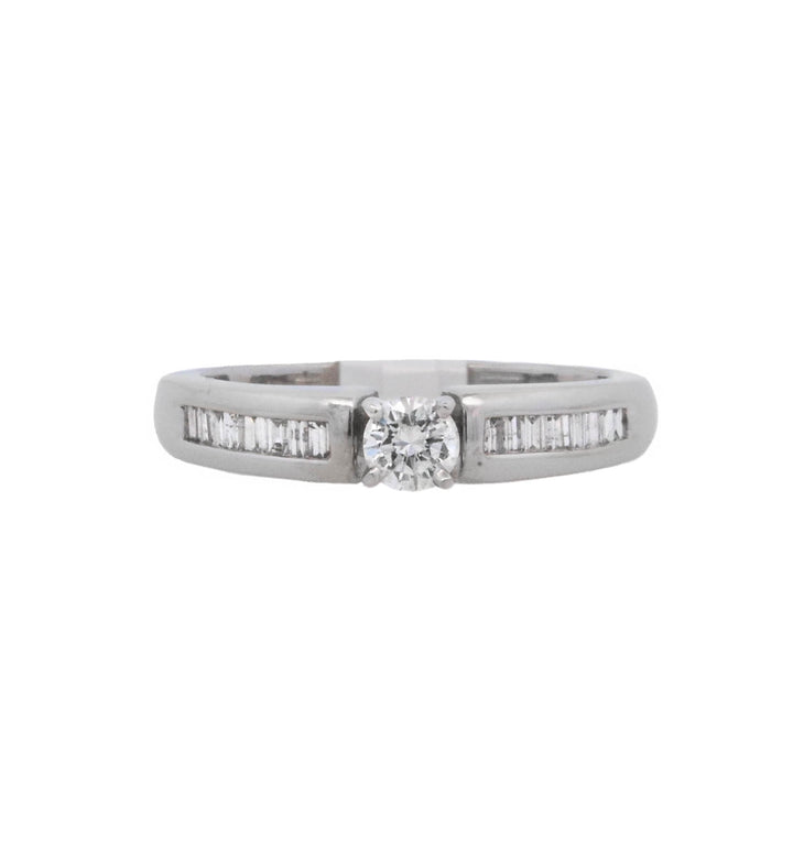 14K White Gold Round Diamond Contemporary Engagement Ring