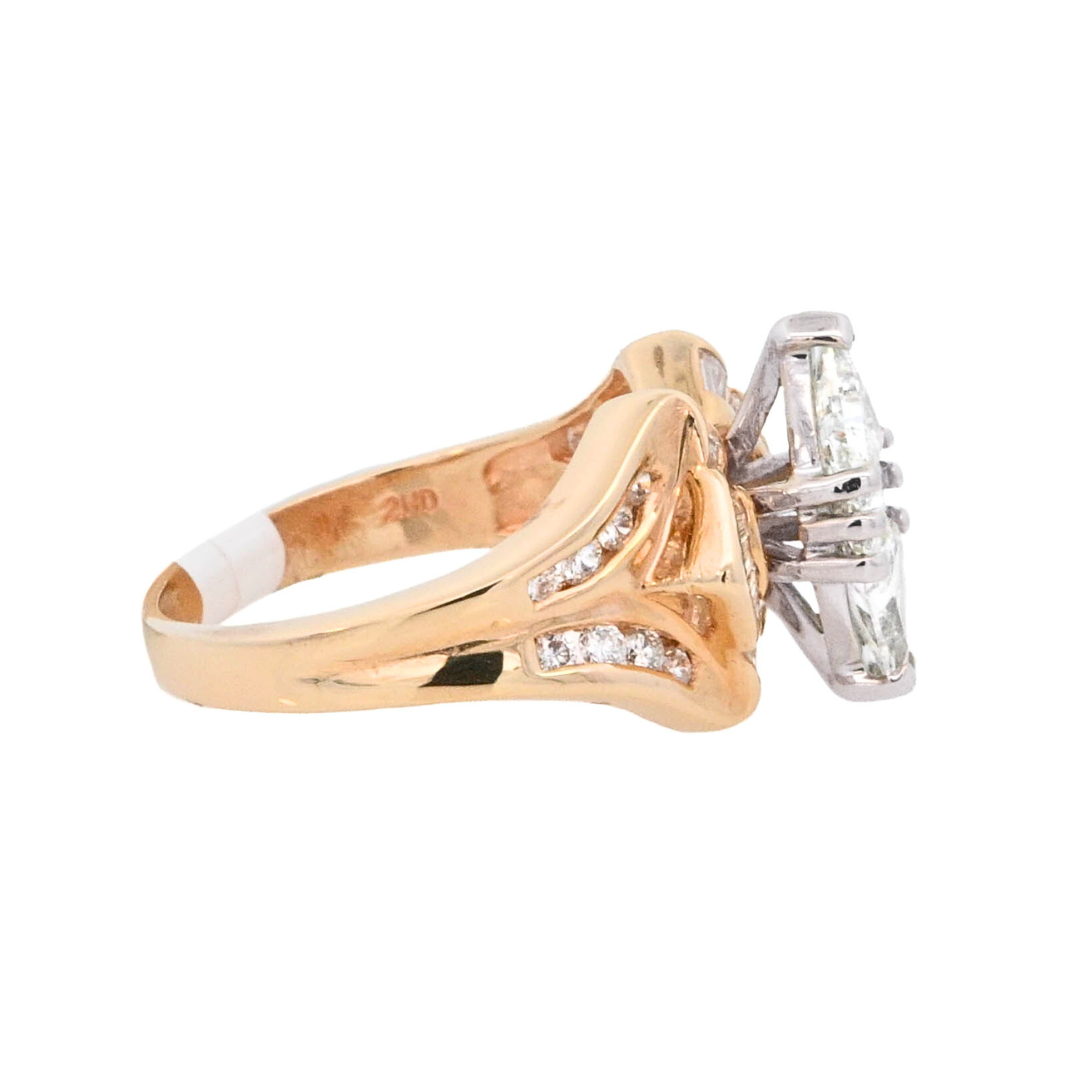 14K Yellow Baguette Diamond 1.50Ct Contemporary Engagement Ring